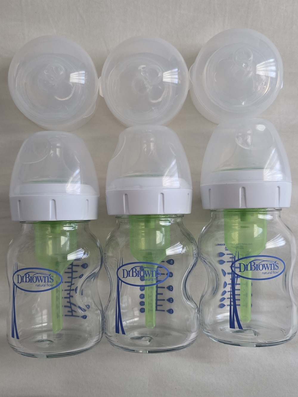 Dr. Brown's Glass Anit-colic Baby Bottles with Level 1&2 Tops- Pack of 3